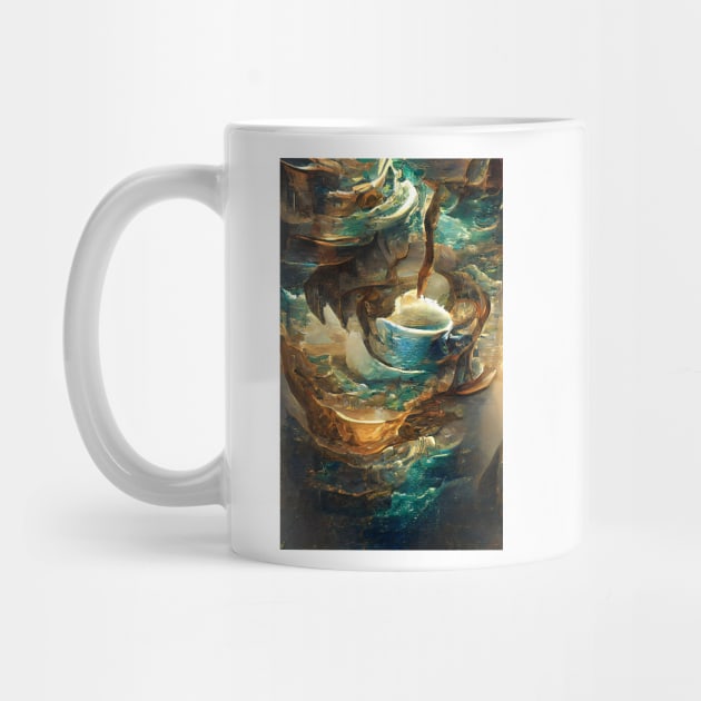 The Coffee teal ocean wave| Ocean wave vintage by PsychicLove